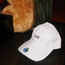 Load image into Gallery viewer, White line logo distessed dad cap
